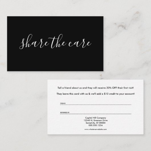 teilen Sie das Sorgfaltempfehlungsprogramm Empfehlungskarte (Vorne/Hinten)