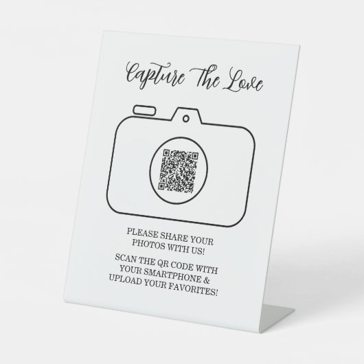 Teilen Sie den Liebesfoto-Sharing-QR-Code  Sockelschild (Vorderseite)