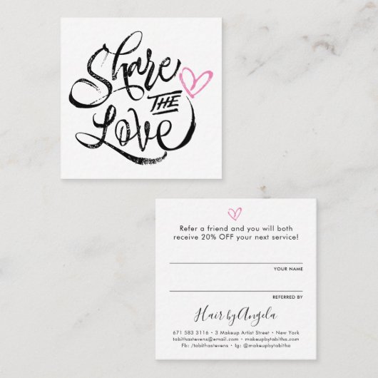 Teilen Sie die handgefertigte rustikale Schrifttyp Empfehlungskarte (Vorne/Hinten)