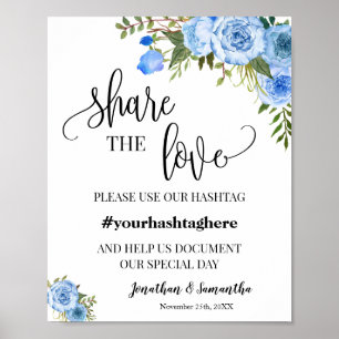 Teilen Sie die Liebe Hashtag Wedding Brautparty Bl Poster
