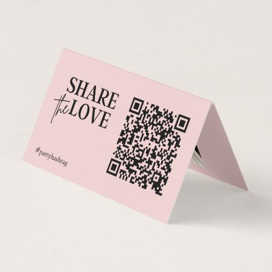 Teilen Sie die Liebe Hochzeit Fotos QR-Code Rosa B Visitenkarten (Vorderseite)