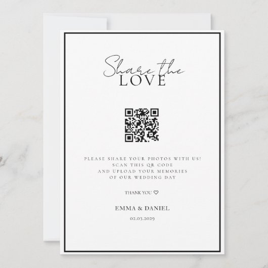 Teilen Sie die Liebe QR Code White Wedding Galery (Vorderseite)