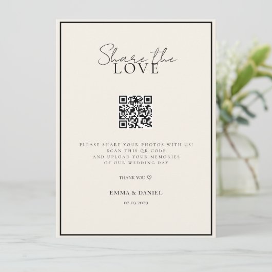 Teilen Sie die Liebe QR Code White Wedding Galery (Stehend Vorderseite)