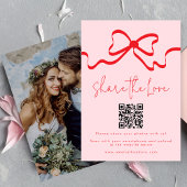 Teilen Sie die Liebe Red Bow Wedding Foto QR Code Begleitkarte