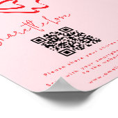 Teilen Sie die Liebe Red Bow Wedding Foto QR Code Poster (Ecke)