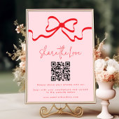 Teilen Sie die Liebe Red Bow Wedding Foto QR Code Poster