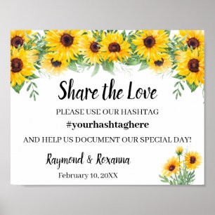 Teilen Sie die Liebe Social Media Hochzeit Sonnenb Poster