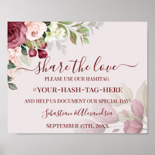 Teilen Sie die Liebe Social Media Wedding Hashtag Poster