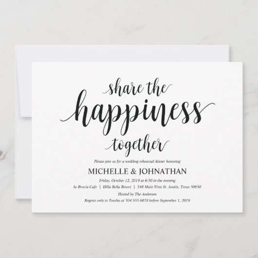 Teilen Sie die Zufriedenheit mit Probe Dinner lädt Einladung (Vorderseite)