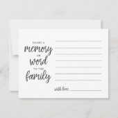 Teilen Sie ein Gedächtnis oder ein Wort zur Einladung (Vorderseite)