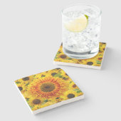 Teilen Sie ein wenig Sonnenlicht Gelbe Orangenblum Steinuntersetzer (Seitenansicht)