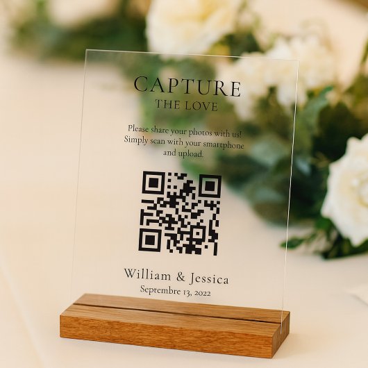 Teilen Sie Hochzeitsfotos mit QR-Code Acrylschild