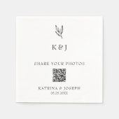 Teilen Sie Ihren Fotos QR-Code Botanische Hochzeit Serviette (Vorderseite)