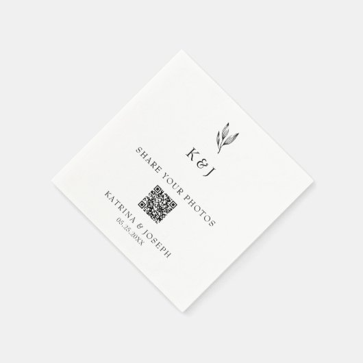 Teilen Sie Ihren Fotos QR-Code Botanische Hochzeit Serviette (Ecke)