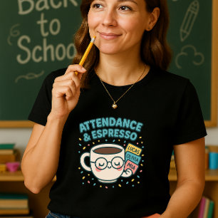 Teilnahme & Espresso; Niedlich Teacher Coffee & Na T-Shirt