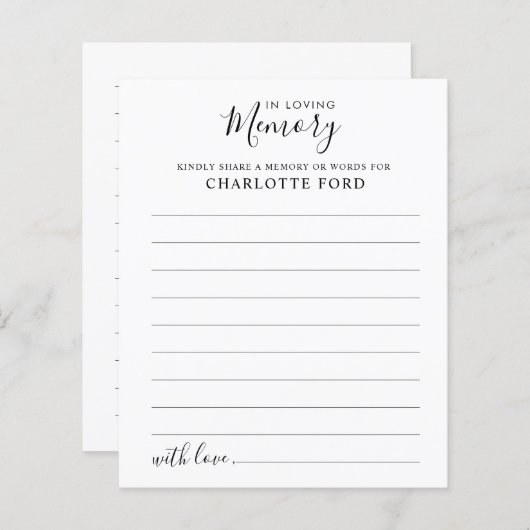 Teilnahmekarte zur Gedächtnisbeerdigung freigeben (Vorne/Hinten)