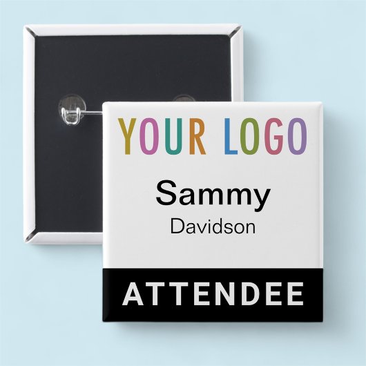 Teilnehmer-Name-Tag mit Logo schwarzer Sicherheits Button