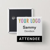 Teilnehmer-Name-Tag mit Logo schwarzer Sicherheits Button (Vorne & Hinten)