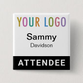 Teilnehmer-Name-Tag mit Logo schwarzer Sicherheits Button (Vorderseite)