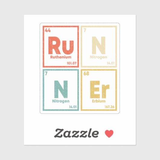 Teilnehmer Periodic Table Marathon Runners Science Aufkleber (Blatt)