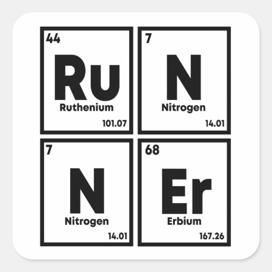 Teilnehmer Periodic Table Marathon Runners Science Quadratischer Aufkleber (Vorderseite)