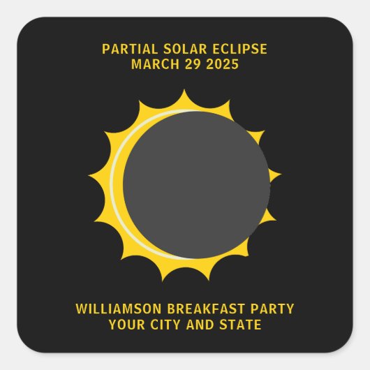 Teilsolarextraktion März 2025 Personalisiert Quadratischer Aufkleber (Vorderseite)
