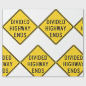 Teilte Autobahn endet Zeichen Geschenkpapier (Flach)