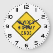 Teilte Autobahn endet Zeichen Große Wanduhr (Vorderseite)