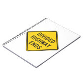 Teilte Autobahn endet Zeichen Notizblock (Linke Seite)