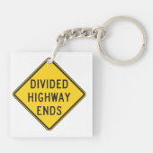Teilte Autobahn endet Zeichen Schlüsselanhänger (Rückseite)