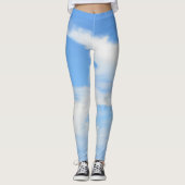 Teilweise wolkig Blue Sky Chic Blue und White Leggings (Vorderseite)