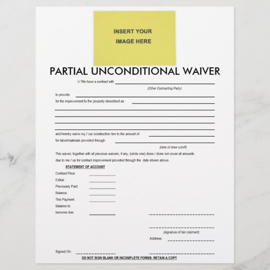 Teilweises, bedingungsloses Löschformular (Vorderseite)