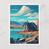 Tekapo-See Neuseeland Jahrgangsreise Postkarte (Vorderseite)