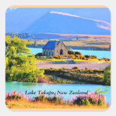 Tekapo-See, Neuseeland Quadratischer Aufkleber (Vorderseite)