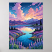 Tekapo-See und Lupins Poster (Vorne)