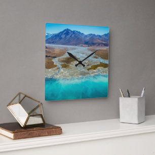 Tekapo-See und Südalpen, Neuseeland Quadratische Wanduhr