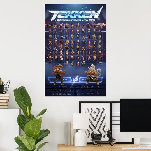 Tekken Chibi Charaktere Vertikales Wandposter Poster (Heimbüro)
