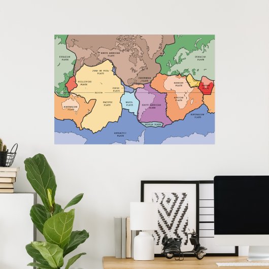 Tektonische Teller des Erddiagramms Poster (Heimbüro)