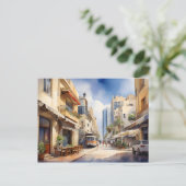 Tel Aviv Aquarellkunst Postkarte (Stehend Vorderseite)
