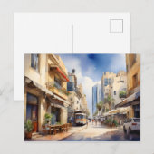 Tel Aviv Aquarellkunst Postkarte (Vorne/Hinten)
