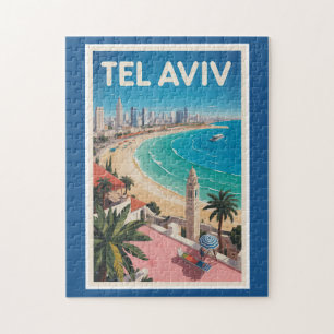 Tel Aviv Israel Illustration Reise Kunst Vintage Puzzle