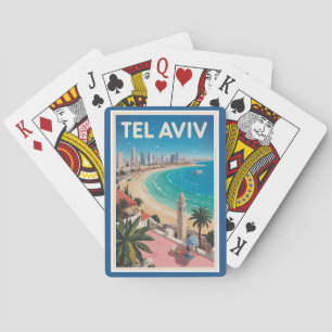 Tel Aviv Israel Illustration Reise Kunst Vintage Spielkarten