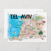 Tel Aviv Israel Illustriert Karte mit Straßen (Vorne/Hinten)