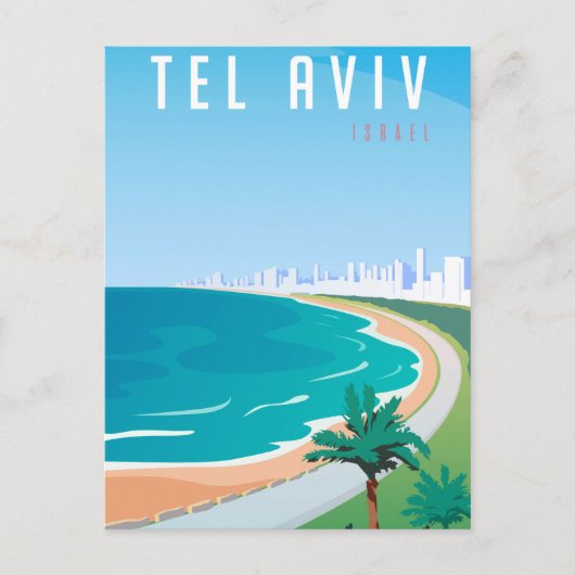 *~* Tel Aviv Israel Postcard Blue City Palm Postkarte (Vorderseite)