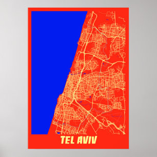 Tel Aviv - Israel Retro City Map Poster