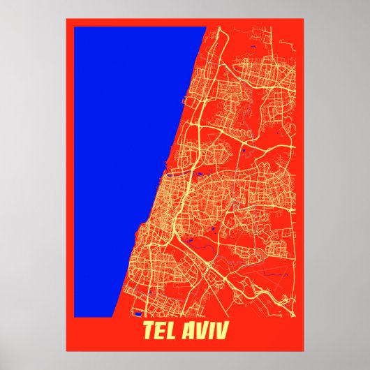 Tel Aviv - Israel Retro City Map Poster (Vorne)