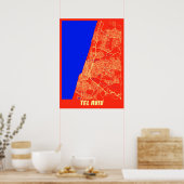Tel Aviv - Israel Retro City Map Poster (Küche)