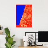 Tel Aviv - Israel Retro City Map Poster (Heimbüro)