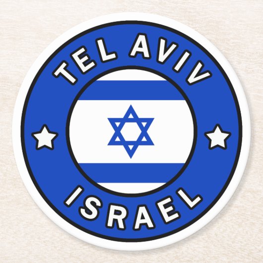 Tel Aviv Israel Runder Pappuntersetzer (Vorderseite)