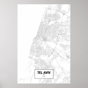 Tel Aviv, Israel (Schwarzes auf Weiß) Poster